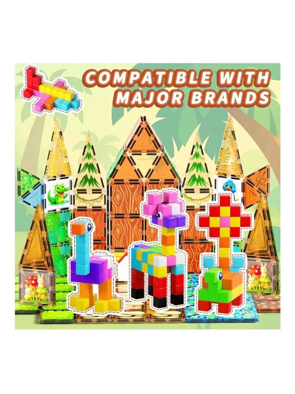 Magnetic Building Blocks 65-Piece Set For Ages 3+ By TikTiles - STEM Toy